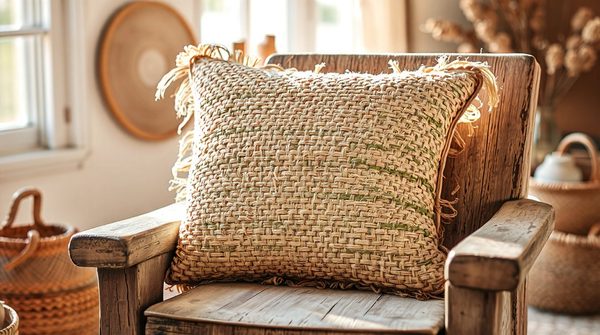 Housse de coussin bohème raphia : une touche naturelle chez vous